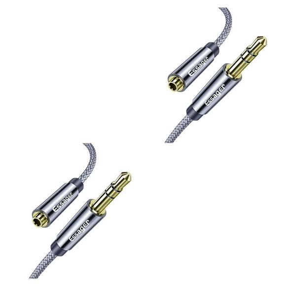 Maytalsory Headphone Extension Cable for Jack 3.5mm Audio for Aux Cable 3.5 mm Female Grey 2m 2Set