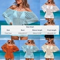 thumbnail image 4 of AGWOLF Crochet Cover Ups for Women Knit Hollow Out Swim Cover Up Off the Shoulder Long Sleeve Bathing Suit Coverups Summer Beach Outfits, 4 of 9