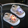 thumbnail image 5 of Dakaela 9M-5Y Kids Sandals Light up Bear Boys Girls Summer Water Shoes Non Slip Athletic Beach Casual Slides with Hook and Loop Light Gray, 5 of 6