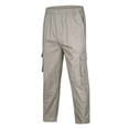 thumbnail image 3 of TKKCS Mens Cotton Cargo Pants Relaxed Fit Casual Outdoor Elastic Waist Straight Leg Work Pants with Multi Pockets Gray 3XL, 3 of 8