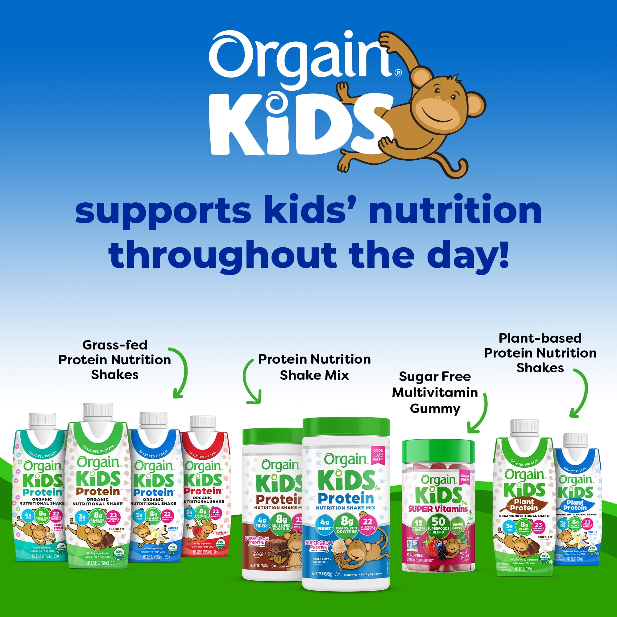 Orgain Organic Kids 8g Protein Nutritional Shake Drink, Vanilla, 4ct