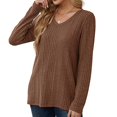 thumbnail image 5 of Bovemsi Sweaters for Women Cozy V Neck Long Sleeve Shirts Casual Fall Tops Lightweight Tunic Fashion Clothes 2024 Fall Sweaters, 5 of 5