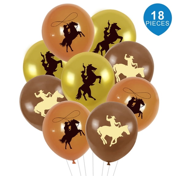 NBPOWER 18 Pcs Western Cowboy Balloons Cowboy Theme Party Decorations, 12 Inch Birthday Party Latex Balloons for Birthday Wedding Party Baby Shower Cowboy Party Supplies Indoor Outdoor