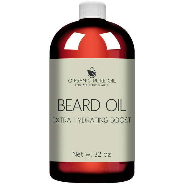 Unscented Beard Oil - Natural, Non-GMO, Facial Hair Hydrating & Conditioning Oil Blend - 32 oz - Bulk Sized, Promoting Growth and Silky Smooth Hair -