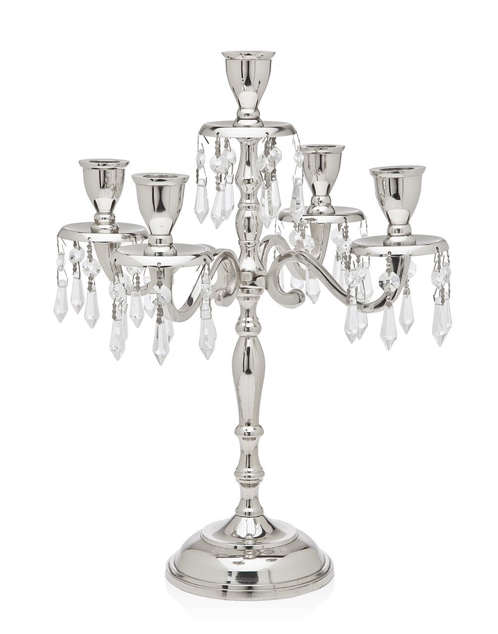 Godinger Traditional 5 Light Candelabra Nickel Base with Crystals