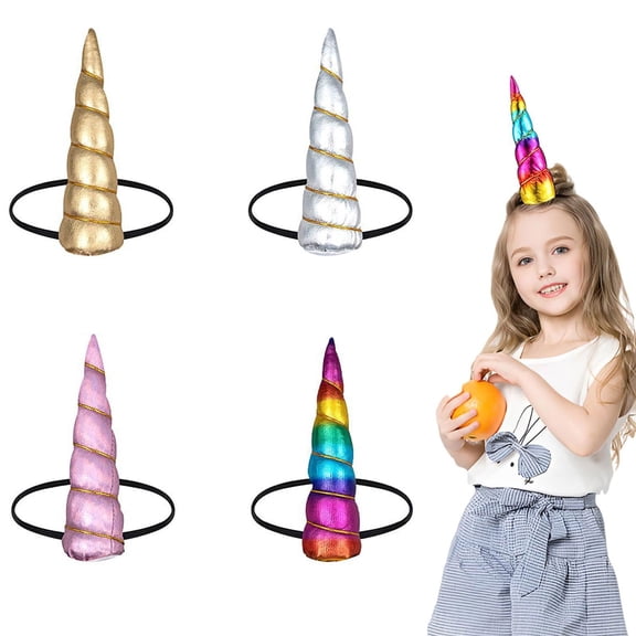 4 Pack Unicorn Horn Headband, Halloween Costume Hairbands for Cosplay Theme Party Supplies Fancy Dress Up