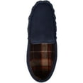 thumbnail image 6 of SNUGRUGS Leo Mens Suede Loafer Moccasin Slippers with Checked Cotton Inner and Rubber Sole - Navy - US 10, 6 of 7