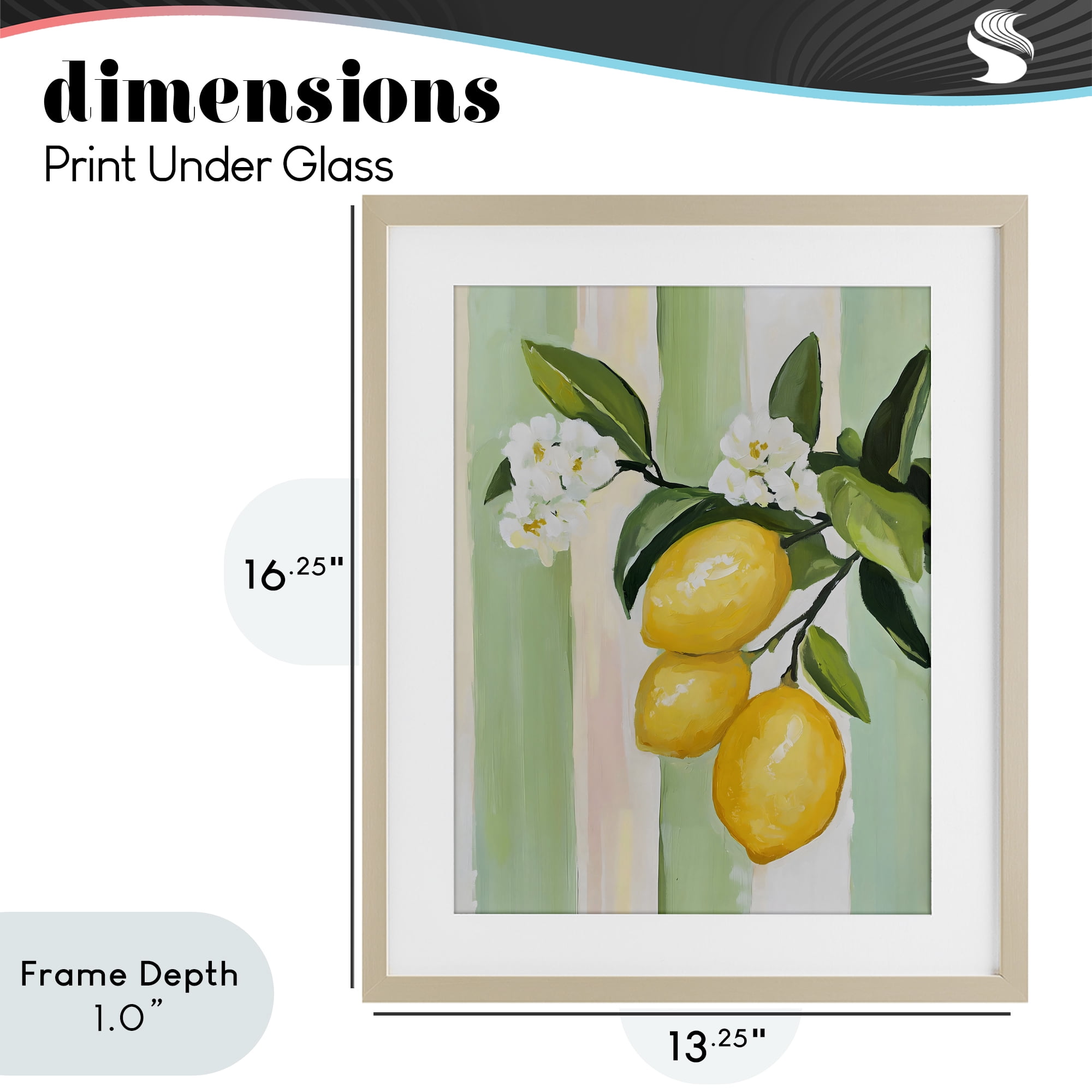 Stupell Industries Lemons & Flowers on Stripes Birch Framed Print Under Glass, design by The Prints Vibe