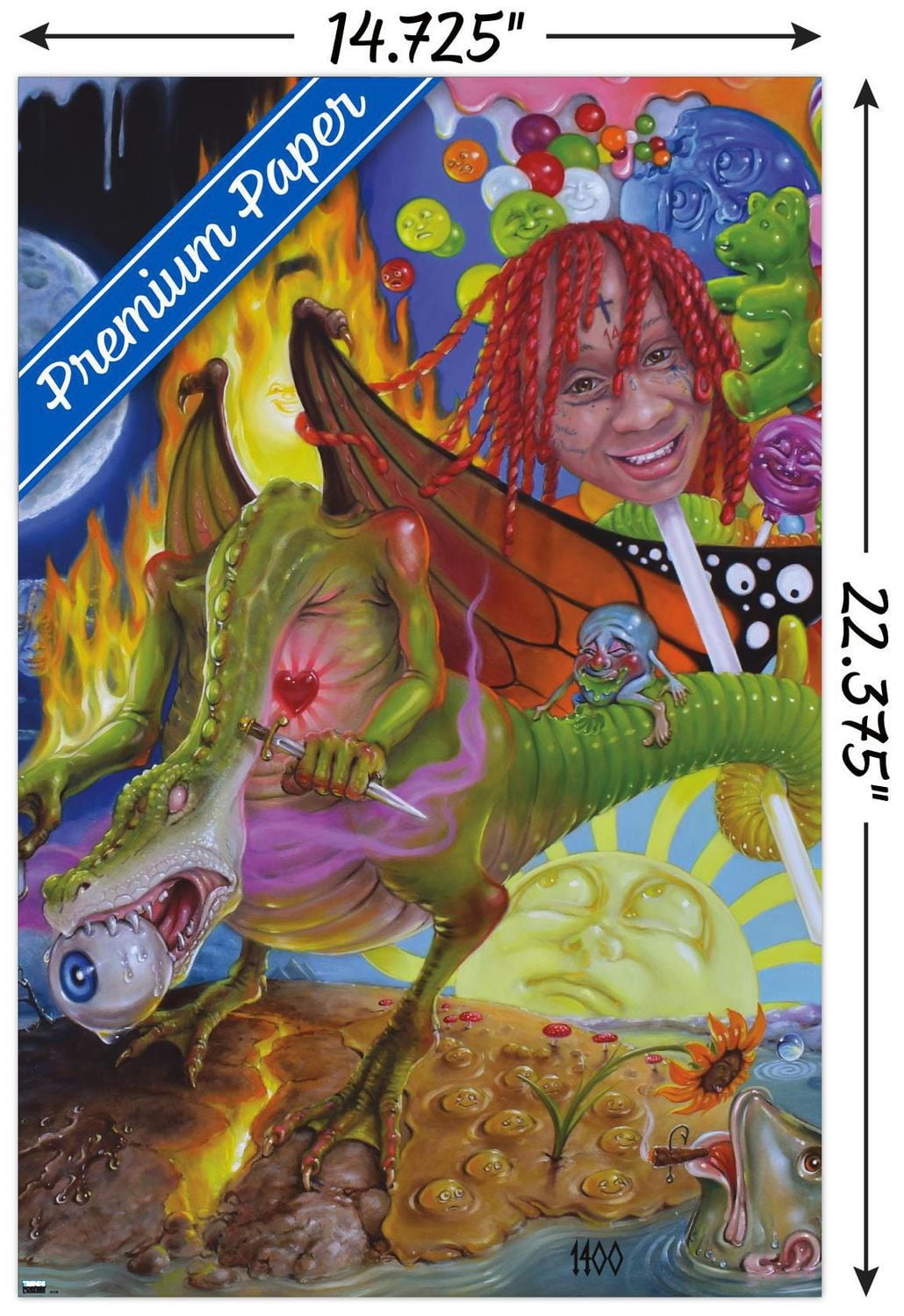 Trippie Redd - Trip at Knight Album Cover Wall Poster with Magnetic Frame, 22.375" x 34"