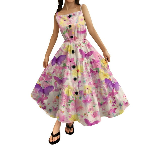 YUELONGHU Girls Fashion Dresses Baby Girl Dresses 12-18 Months Formal Enlifety Girls Summer Casual Dress Tiered Dresses Spaghetti Straps Twirl Swing Size 6 14T 12-13 Years