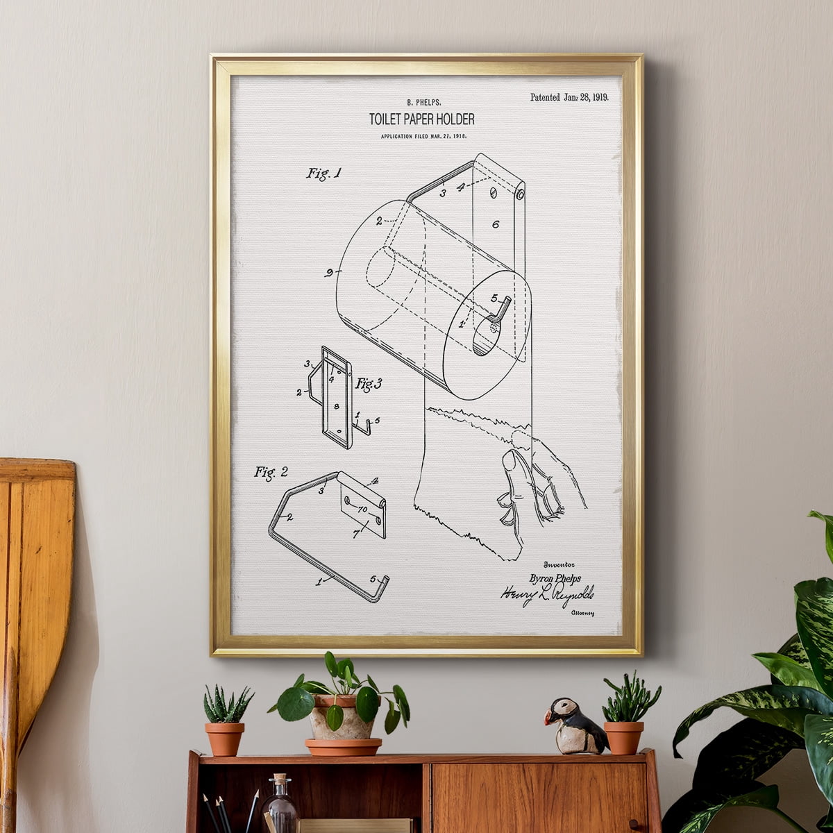 Toilet Paper Patent II Premium Classic Framed Print - Ready to Hang