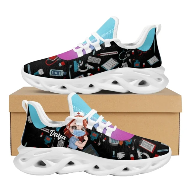 Zapatos planos con estampado de enfermera médica para mujer, zapatillas transpirables con diseño de equipo hospitalario, zapatos de regalo de enfermería para mujer