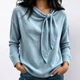 thumbnail image 2 of HCYSFG Womens Oversized Bow Tie Sweater Cowl Neck Long Sleeve Relaxed Fit Solid Color Fall Pullover Casual Everyday Wear Knit Tops, 2 of 5