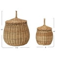 thumbnail image 2 of Creative Co-Op Hand-Woven Wicker Basket Storage with Lids, Natural, Set of 2, 2 of 3