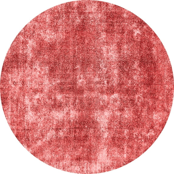 Ahgly Company Machine Washable Indoor Round Abstract Red Modern Area Rugs, 8' Round