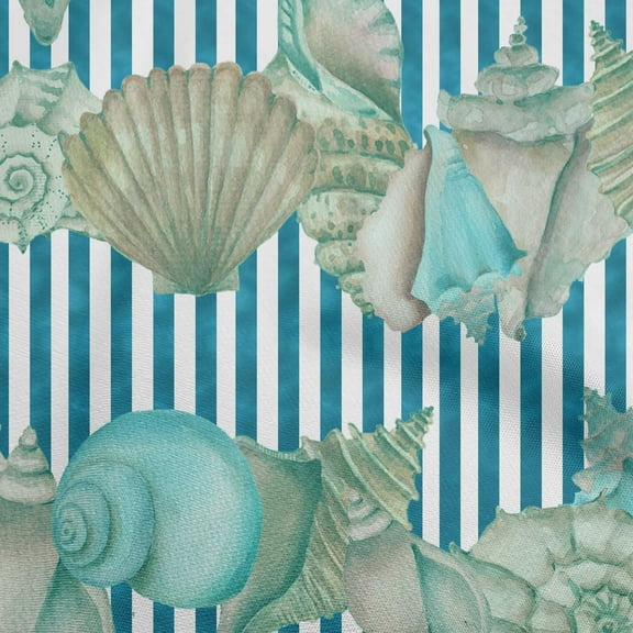 oneOone Polyester Spandex Dusty Teal Green Fabric Sea Shells Ocean Craft Projects Decor Fabric Printed By The Yard 56 Inch Wide