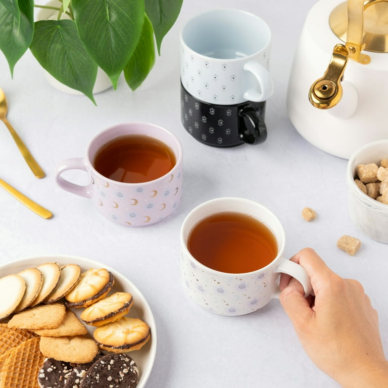 Thyme & Table Celestial Stacking Mugs Set of 4 with Wire Rack 11.1