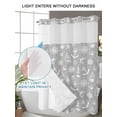 thumbnail image 4 of No Hook Cloth Fabric Shower Curtain with Snap in Liner, Nautical Grey Waterproof Shower Curtains Set with See Through Top Window, Retro Sailing Boat Map Anchor Rudder Bath Curtains Shower 48"x72", 4 of 6