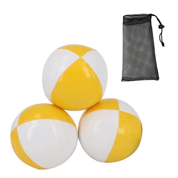 3 pelotas de malabares, pelotas pequeñas de PU, accesorios difíciles para juegos en el patio trasero, lanzamiento fácil. Blanco amarillo