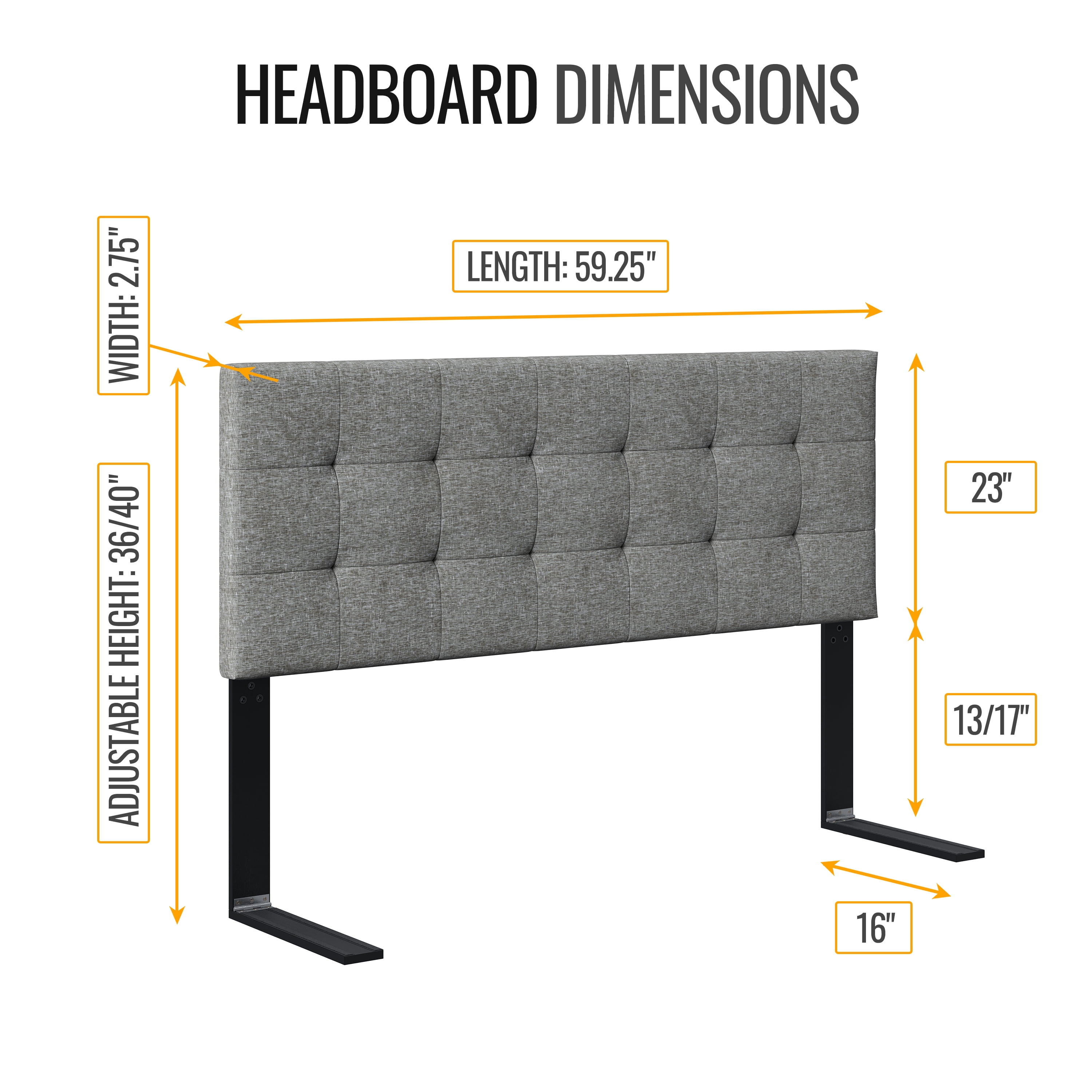Boyd Sleep Linen Instant Adjustable Headboard, Gray