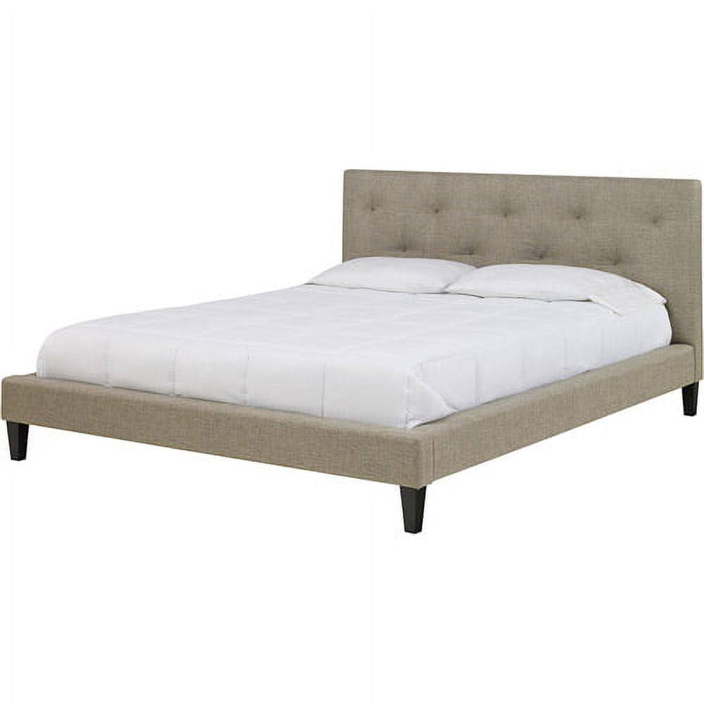 Premier Sierra Full Upholstered Platform Bed Frame, Taupe with Bonus Base Wooden Slat System