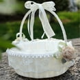 thumbnail image 3 of Flower Basket Rustic Wedding Basket Wedding Treats Basket Lace Western Style Bread Basket Bridesmaid, 3 of 9