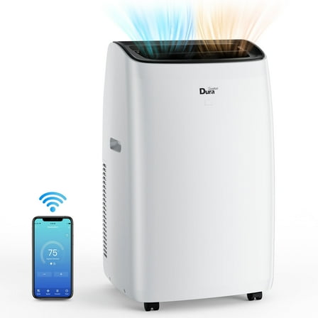 DuraComfort 12,000 BTU Portable Air Conditioner with Heat, Smart WiFi, Cools Up to 450 Sq.Ft, White