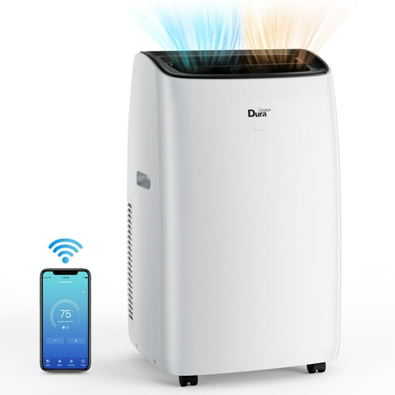 DuraComfort 12,000 BTU Portable Air Conditioner with Heat, Smart WiFi, Cools Up to 450 Sq.Ft, White