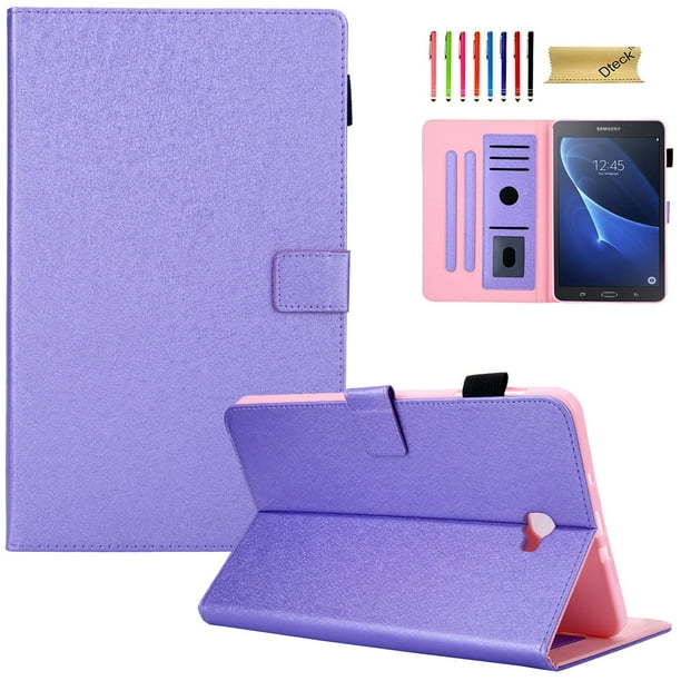 Dteck Case For Samsung Tab A 10.1(2016 NO S Pen Version), Leather Folio Cover for Samsung 10.1 Inch Tablet SM-T580 T585 with Auto Wake/Sleep and Card Slots, Multiple Viewing Angles, Purple -