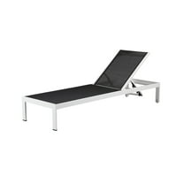 Edie 76 Inch Outdoor Adjustable Chaise Lounger, Metal, Black Textilene - Saltoro Sherpi