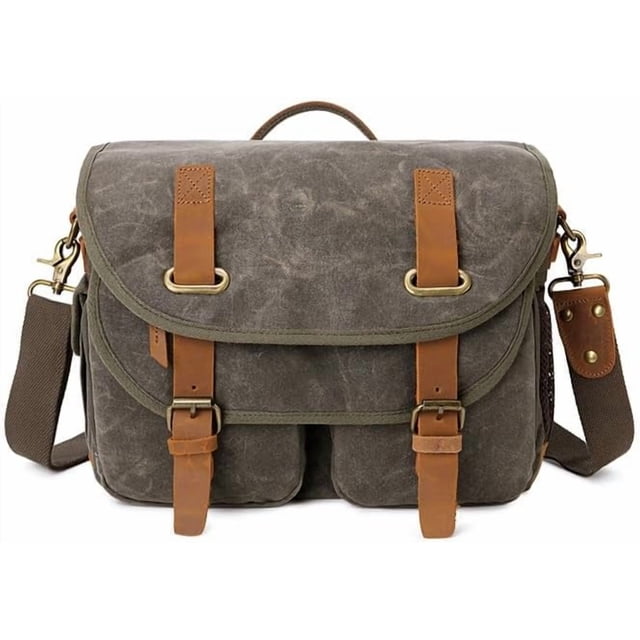 Bolso vintage unisex con estilo para cámara - Bolso bandolera informal para fotografía - Bolso impermeable para cámara DSLR y sin espejo retro para hombre con interior antigolpes