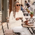 thumbnail image 4 of SUNBS Blouses for Women Casual Dressy Tops Crewneck Long Sleeve Shirts Pleated Clothes, 4 of 9