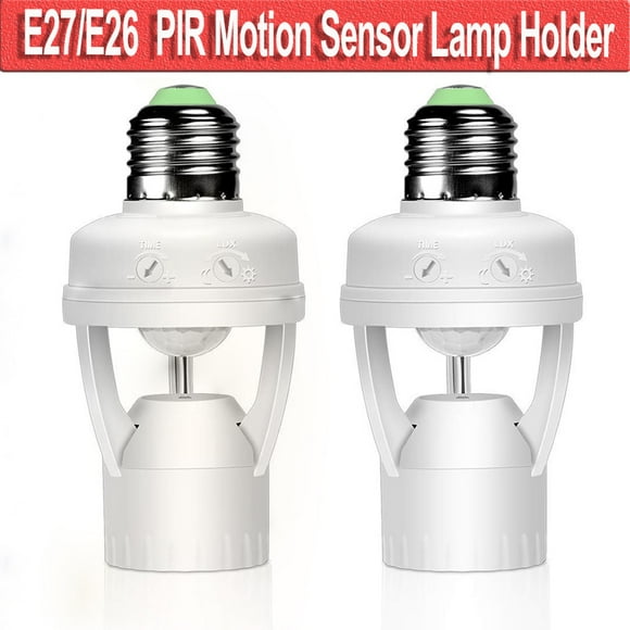 RisingPro Garage/Porch/Stairs Motion Sensor Light Lamp Socket Adapter Infrared Sensor Adapter Dimmable Bulb Adapter Suitable For E26/E27 Base