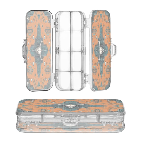 Plastic Pencil Box Large Capacity Pencil Boxes Clear Boxes with Snap-Tight Lid Stylish Office Supplies Storage Organizer Box Western-style Cowhorn Skulls