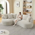 thumbnail image 6 of FFH 121" Modular Sectional Sofa, Oversized L-Shape Cloud Couch, Corduroy Curved Sofa for Living Room, Cream, Left Facing Chaise, 6 of 10