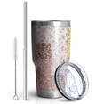 thumbnail image 2 of 30oz Pioneer Flower Floral Print Pattern Tumbler, Double Wall Vacuum Insulated Cup, BPA-Free Leak Proof Lid & Reusable Straws, Hot 12h, Cold 34h, 2 of 6