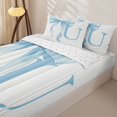 thumbnail image 3 of Homewish Blue Bowknot Zipper Full Size Comforter Sets with Fitted Sheet and 2 Pillowcases for Girls, Monogrammed U Zipper Bedding Set,4pcs, Reversible, 3 of 6