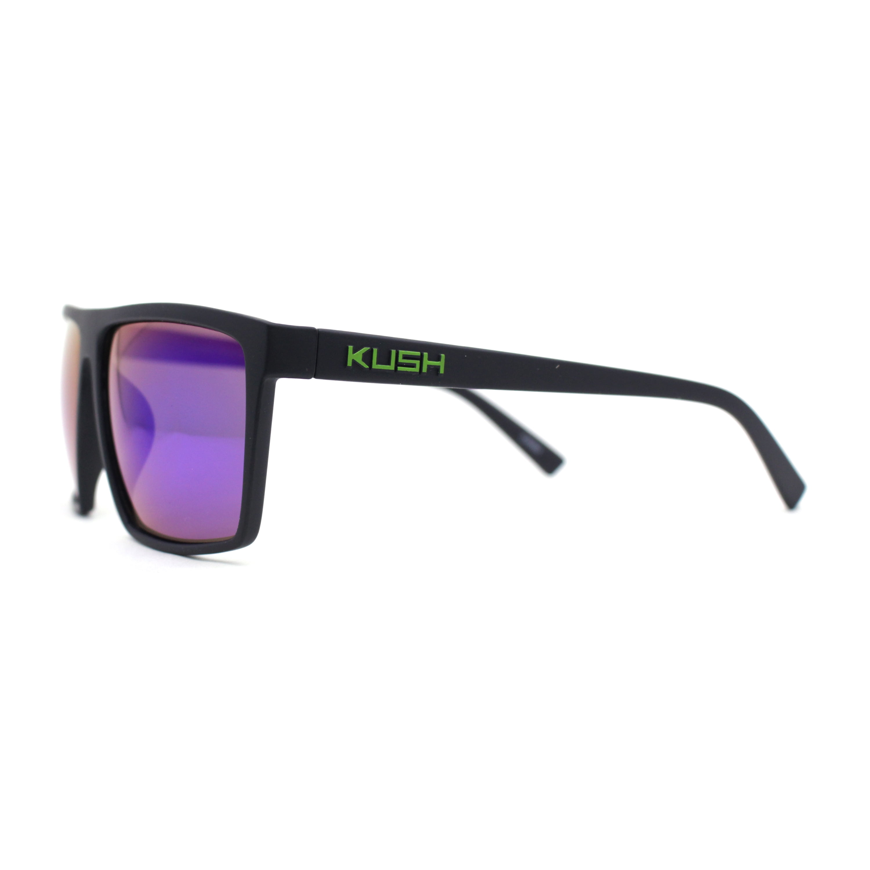 KUSH Wood Textured Sunglasses – Brown Square Frame With Teal Mirror Lenses - View #2