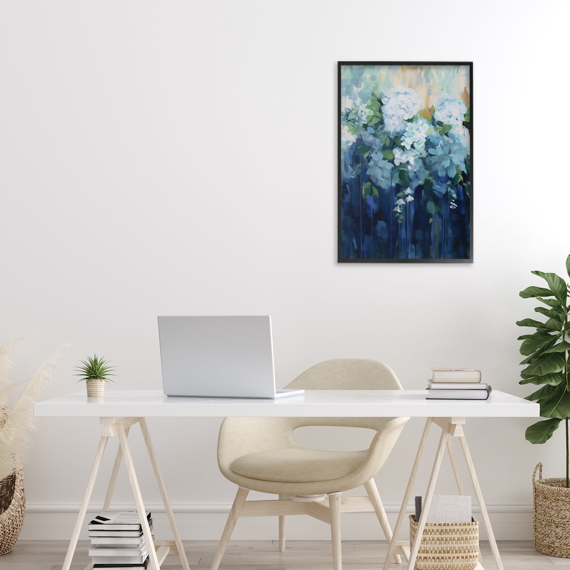 Stupell Industries Lush Blue Hydrangea Abstract Black Framed Giclee Art, design by Gina Kelly