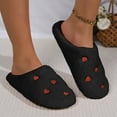 thumbnail image 2 of Dakaela Women's Plush House Slippers Fuzzy Winter Warm Slip on Shoes Heart Print Indoor Outdoor Bedroom Slidess Black 5.5, 2 of 8