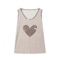 thumbnail image 7 of Gifts Usmixi Womens Tank Tops Casual Fashion Loose Fit Comfy Going out Vest Shirts Summer Trendy Heart Print Scoop Neck Sleeveless Shirts Blouse Khaki s, 7 of 7
