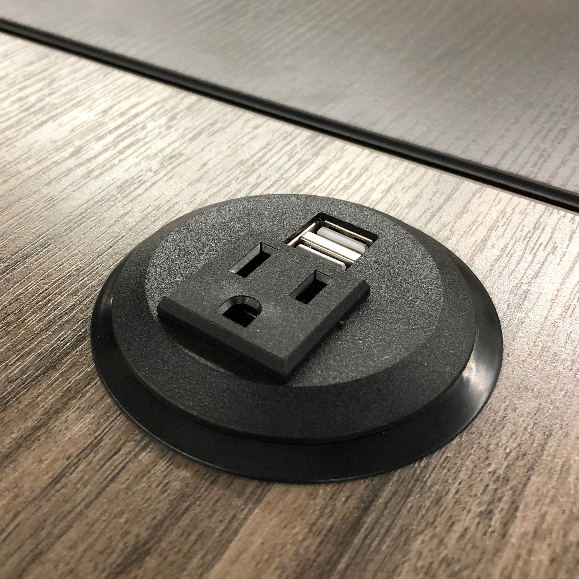 PWR Plug Power Grommet for Desk Office Furniture Fits 2"2.5" Standard