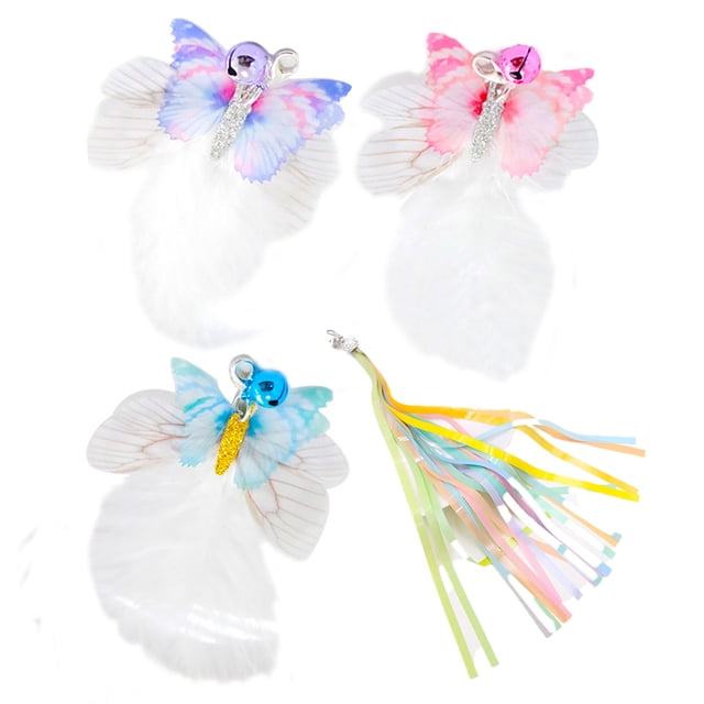 Cat Wand Refills Cute 4PCS Soft Kitten Teaser Replacement Bell Pet Toys for Cat