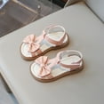 thumbnail image 2 of Xfvqtps Girls Summer Sandals Bow Princess Hook and Loop Strap Soft Sole Non-Slip Open Toe Casual Beach Shoes, 2 of 7