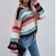 thumbnail image 4 of Blusa de manga larga con cuello redondo y estampado de rayas para mujer Pompotops  gfhjh11039, 4 of 9