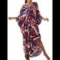 thumbnail image 2 of Vestido Caftán con Estampado Animal para Mujer, Talla Grande, para Playa, Verano 2025 Rojo y Amarillo Talla Única, 2 of 10