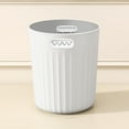 thumbnail image 5 of AuroraX 2.9 Gallon Small Trash Can Round Stylish White Handles Striped Wastebasket Plastic Minimalist Garbage Bin for Dormitory Bedroom Office, 5 of 7