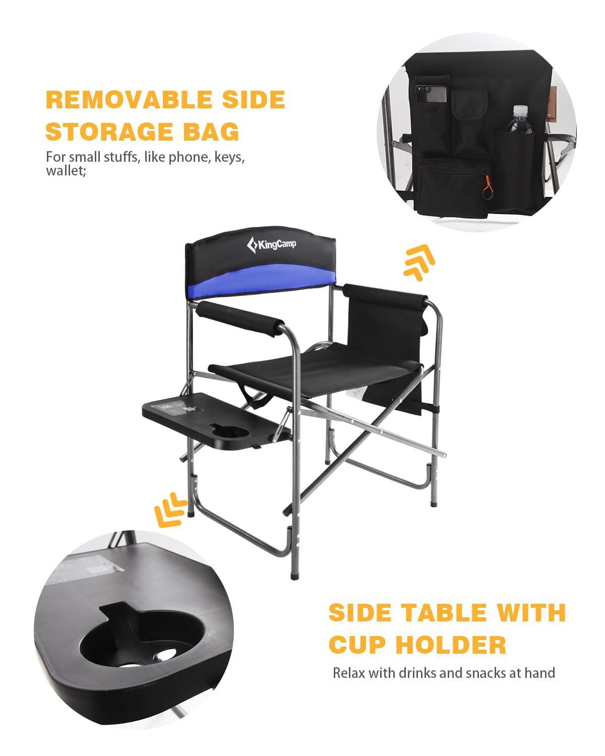 KingCamp Heavy Duty Director Camping Chair - Blue