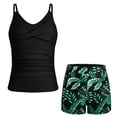 thumbnail image 4 of Shadoumai Girls' 2 Piece Tankini Swimsuit Summer Bathing Suit Ruched Tank Swim Shorts Kids Swimwear for 9-18 Years, 4 of 5