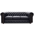 thumbnail image 2 of Sala de Piel Genuina Clásico 3-2-1, Sofá, Love Seat y Sillón,  6 plazas, Modelo Chesterfield P/V, Color Negro, Elegante, cómodo y Clásico, Hecho en Mexico. Medidas:  220 cm, 185 cm, 110 cm., 2 of 10